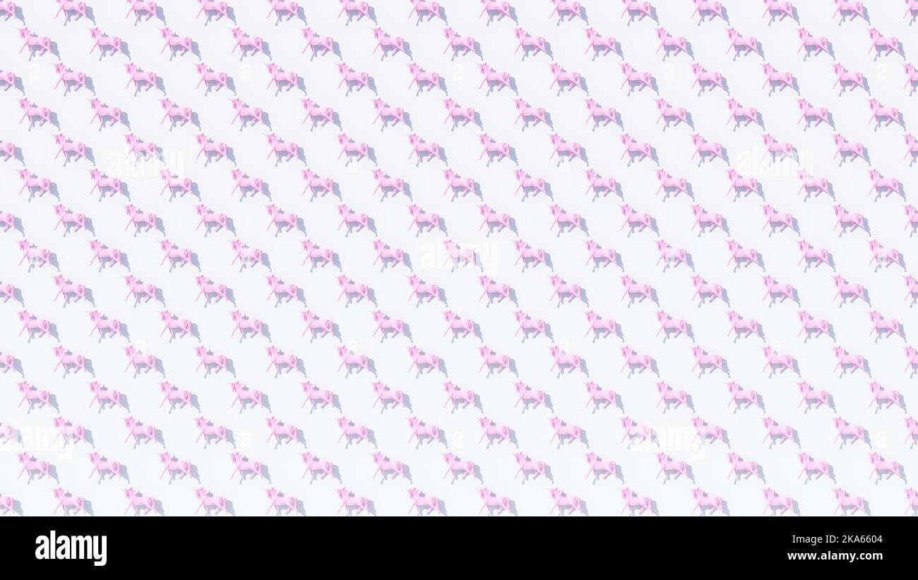 Pink Blue Unicorn Pattern Mythical Creature Magical Fantasy Background 3d illustration render Stock Photo