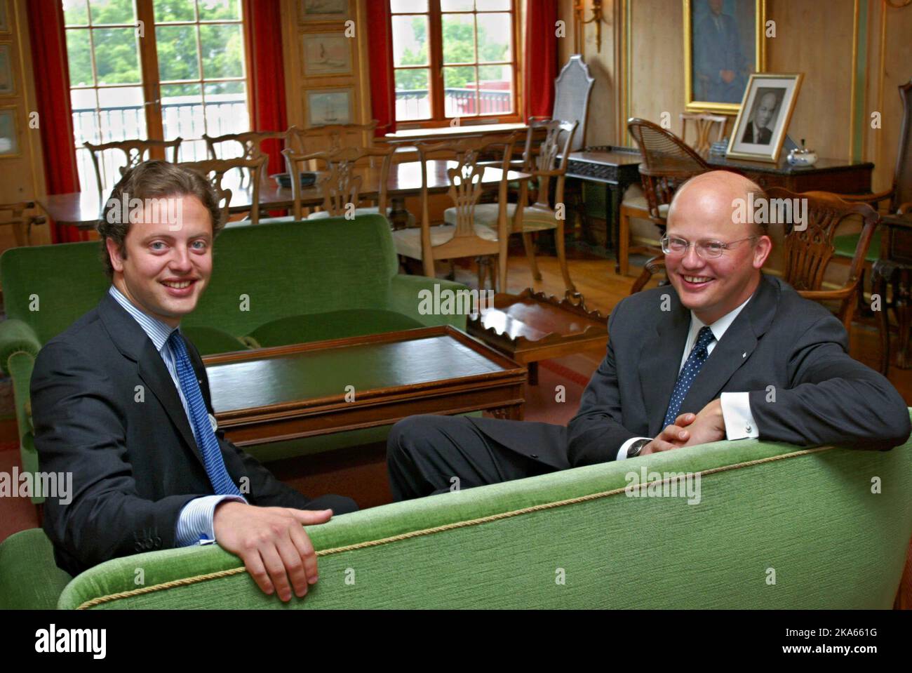 Norwegian shipping and oil tycoon Morten Hoegh (left) and his cousin
