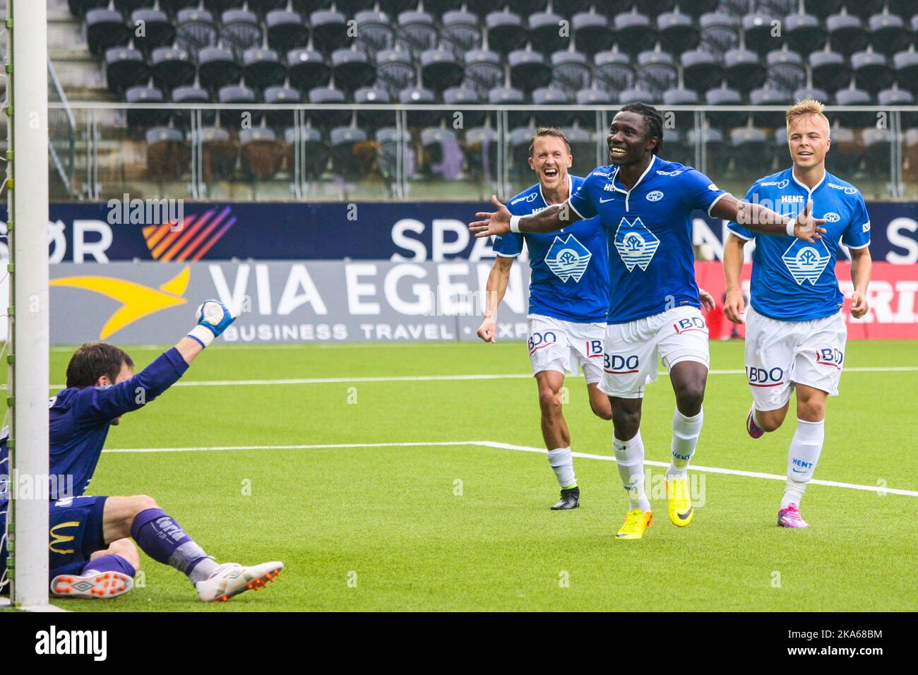 Molde's Daniel Chima Chukwu celebrates scoring Stock Photo
