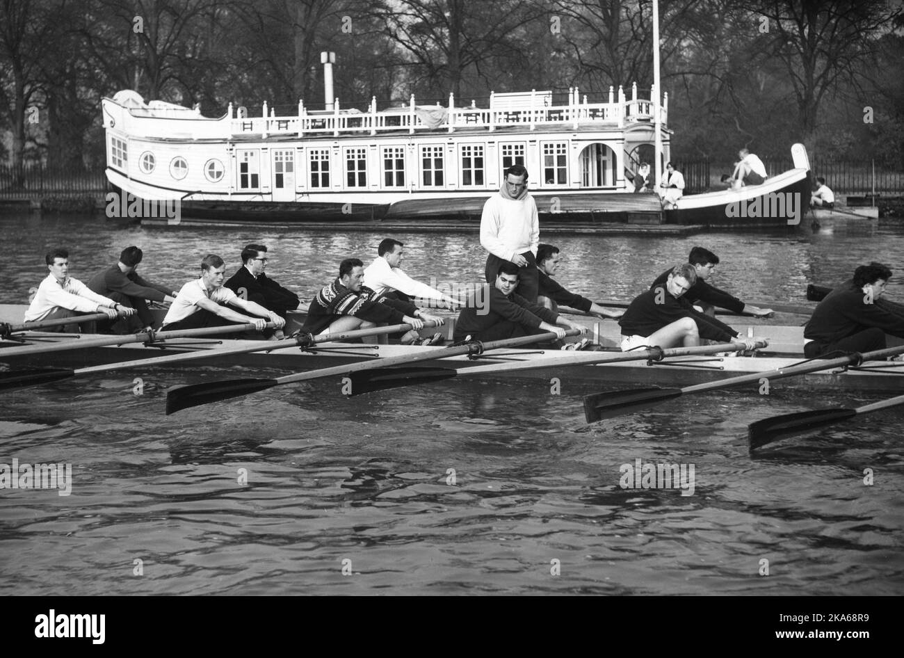 Oxford, England 19601029. Crown Prince Harald , 23 years, student pa Balliol College , Oxford. He attend the team rowing PA Thames. He 's wearing a Norwegian knit sweater . Photo: Scanpix NTB  Stock Photo
