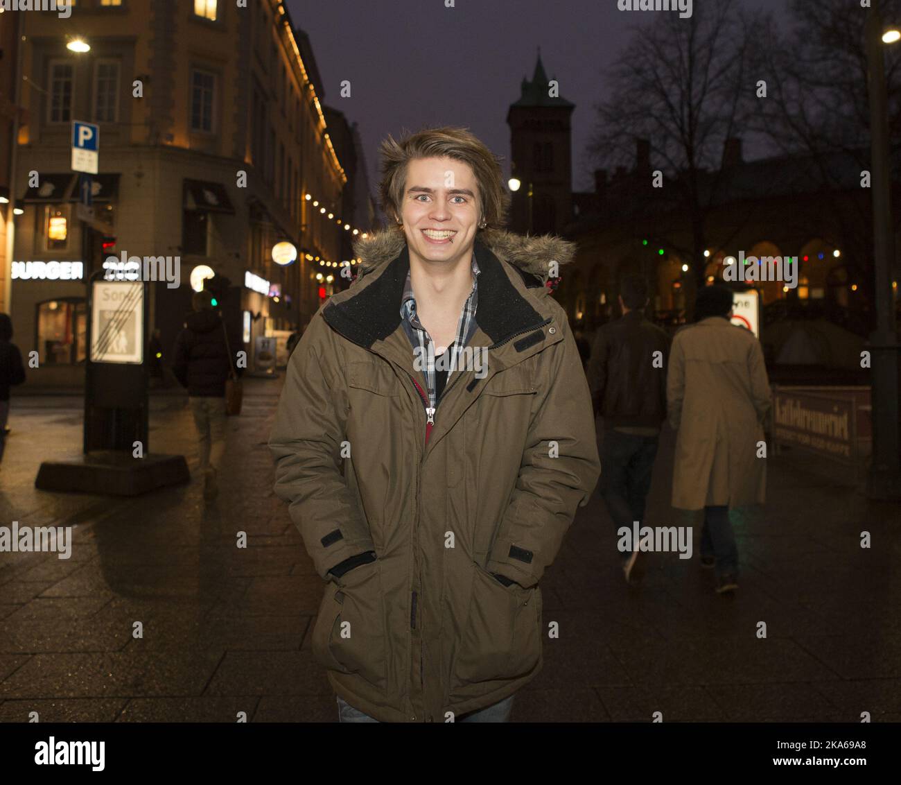 Oslo, Norway 20141204. Norwegian Robin Andre Ingebretsen (20) is now on a NASA-shortlist of 663 persons to be among the first settlers from Tellus (colloqiually known as the earth) to go to Mars. His mother disapproves strongly; it may well be very difficult to go and see him. Robin Andre is, however, hopeful he may be in the final selection when the time comes, and that he will not face aggressive locals when he arrives, but rather challenges that may help man further the understanding of space and more specifically how to make a life on another planet.  Stock Photo