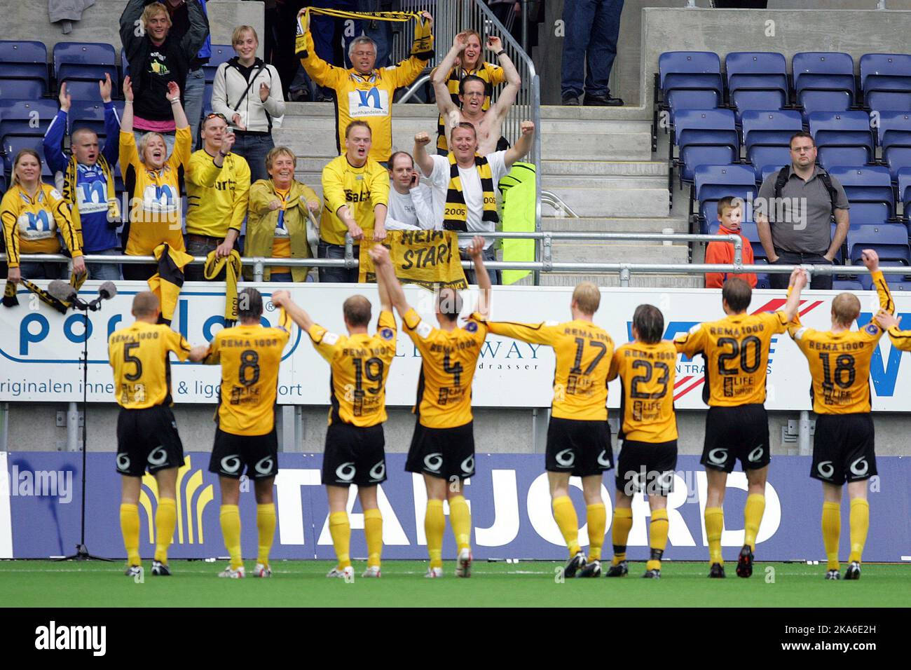 IK Start players celebrate after a 2-1 victory Stock Photo