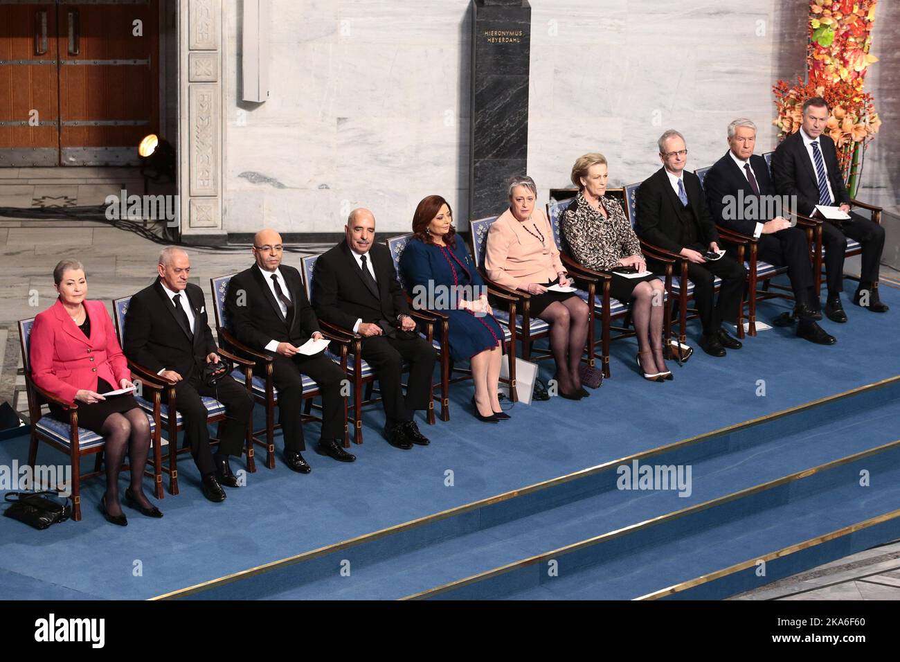 Oslo, Norway 20151210. Nobel Peace Prize in 2015. From left: Chairman ...