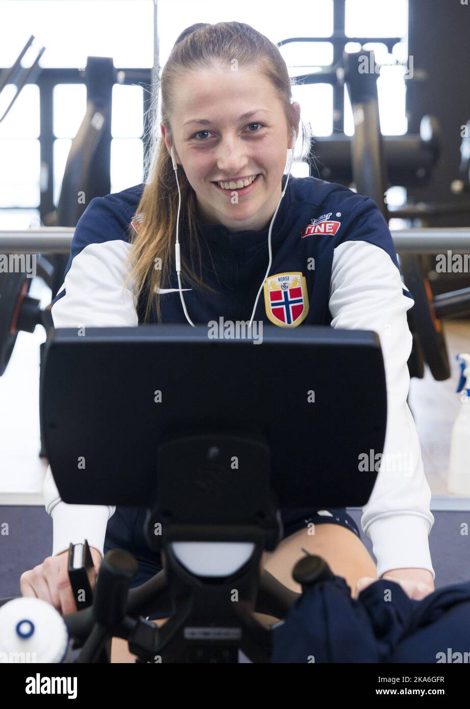 ROTTERDAM, NETHERLANDS 20160306. Olympic qualifying soccer women. Goalkeeper Cecilie Fiskerstrand is training in a gym in Wellnesselande in Barendrecht, Sunday. Photo: Berit Roald / NTB scanpix Stock Photo