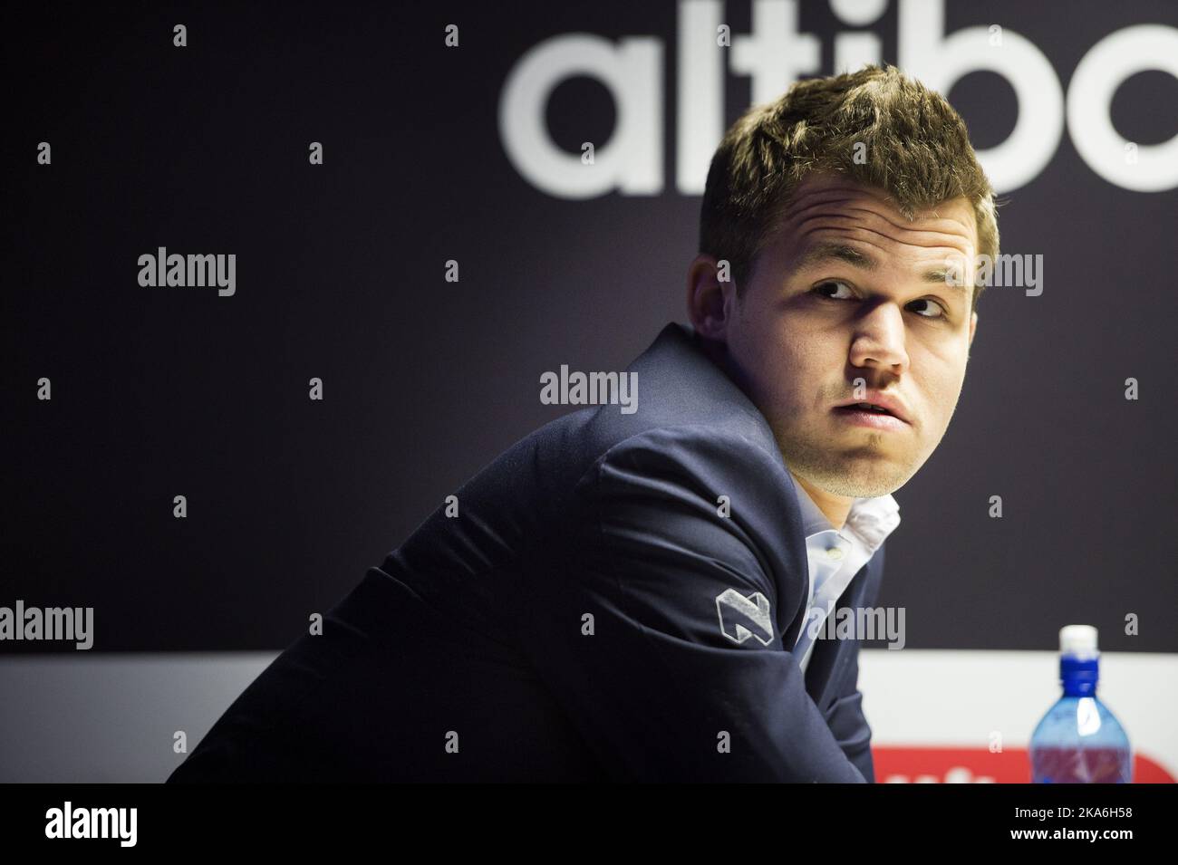 Stavanger 20230529.Magnus Carlsen plays blitz chess against Dommaraju Gukesh  during Norway Chess 2023 which is held in Finansparken in Stavanger. Photo:  Carina Johansen / NTB Stock Photo - Alamy