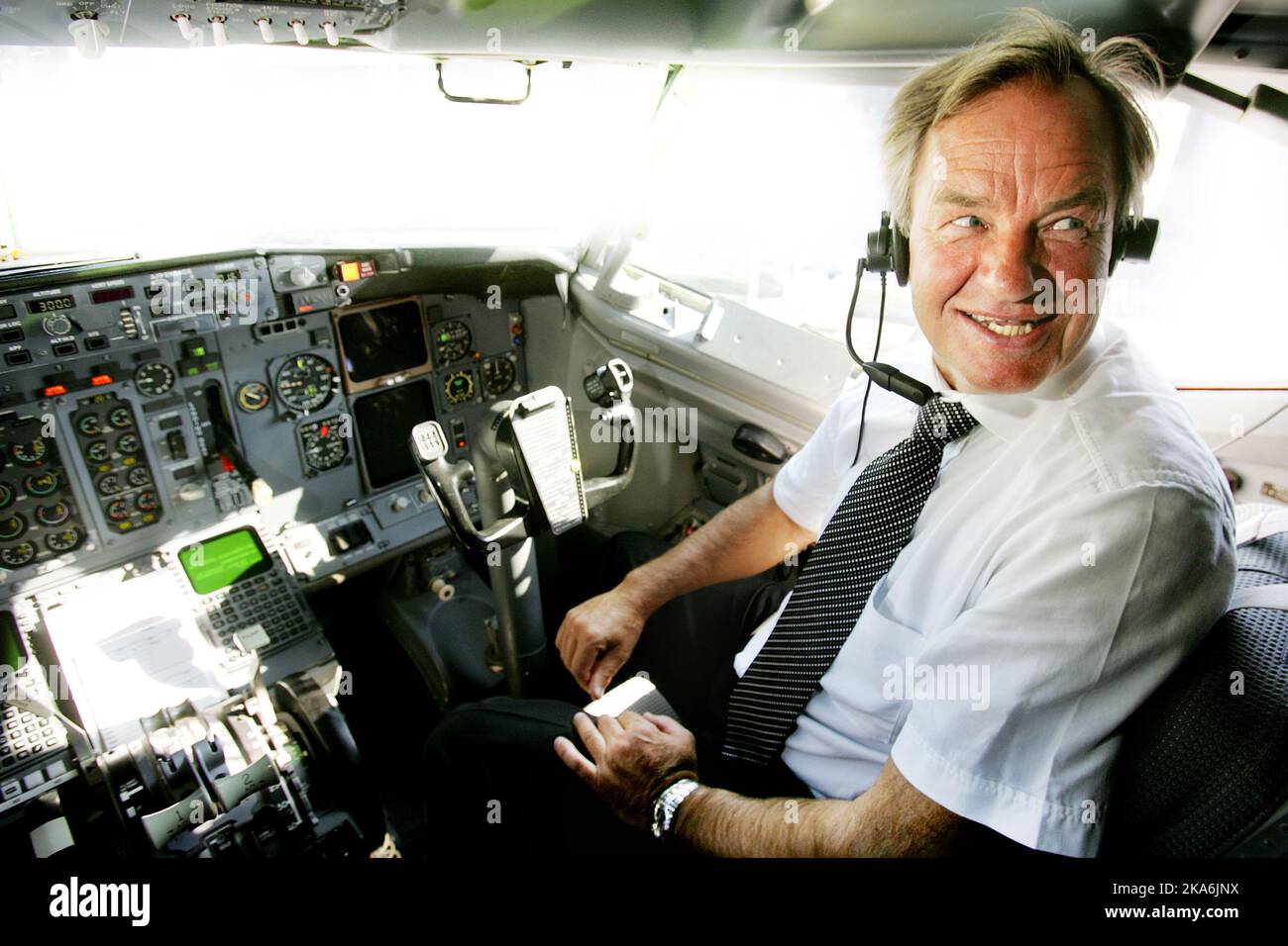 Managing Director of Norweigan Air Bjorn Kjos in the cockpit Stock Photo