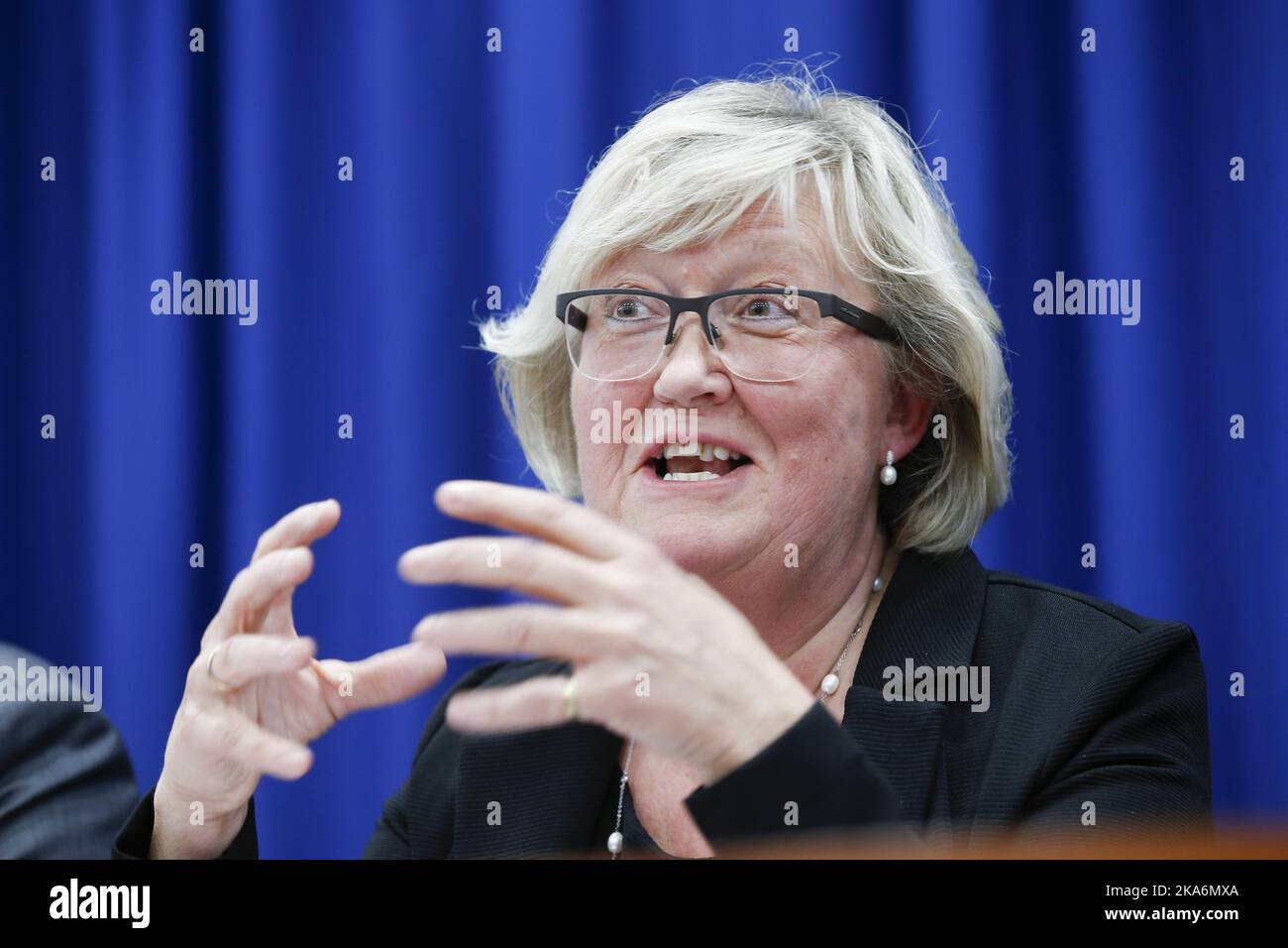 Oslo 20160824. Minister of European Affairs Elisabeth Aspaker in a meeting about Brexit. Photo: Terje Pedersen / NTB scanpix Stock Photo