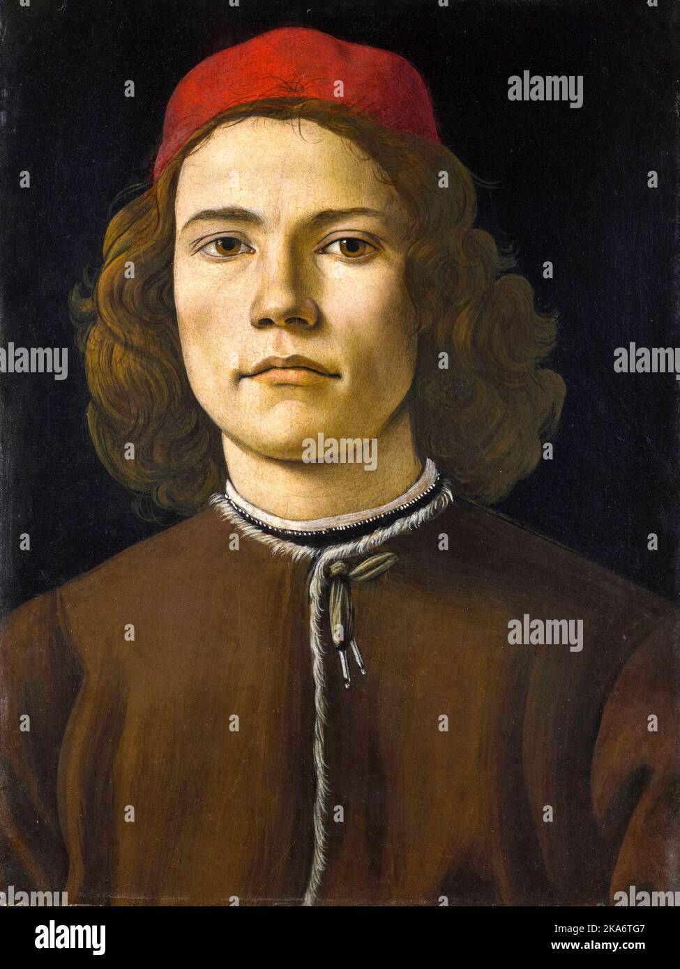 Sandro Botticelli, Portrait of a Young Man, painting in tempera and oil on wood, 1445-1510 Stock Photo