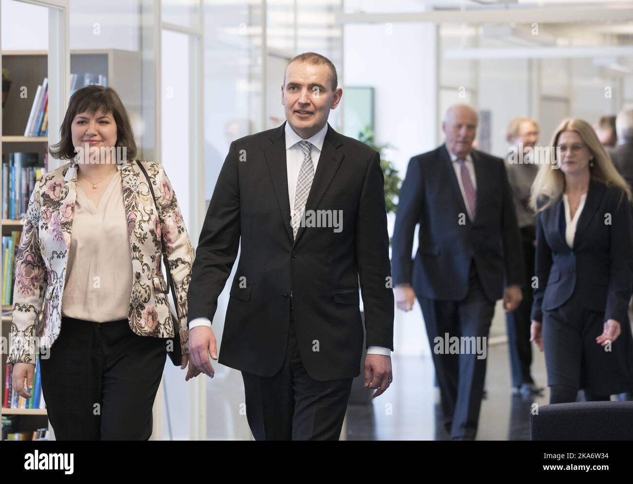 Eliza Rear OSLO, Norway 20170321. President Guðni Th. Jóhannesson (front), Mrs ...