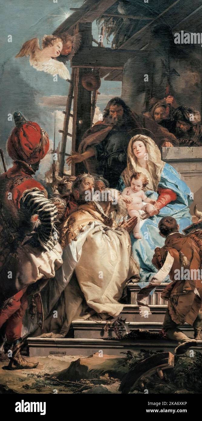 Giovanni Battista Tiepolo, Adoration of the Magi, painting in oil on ...