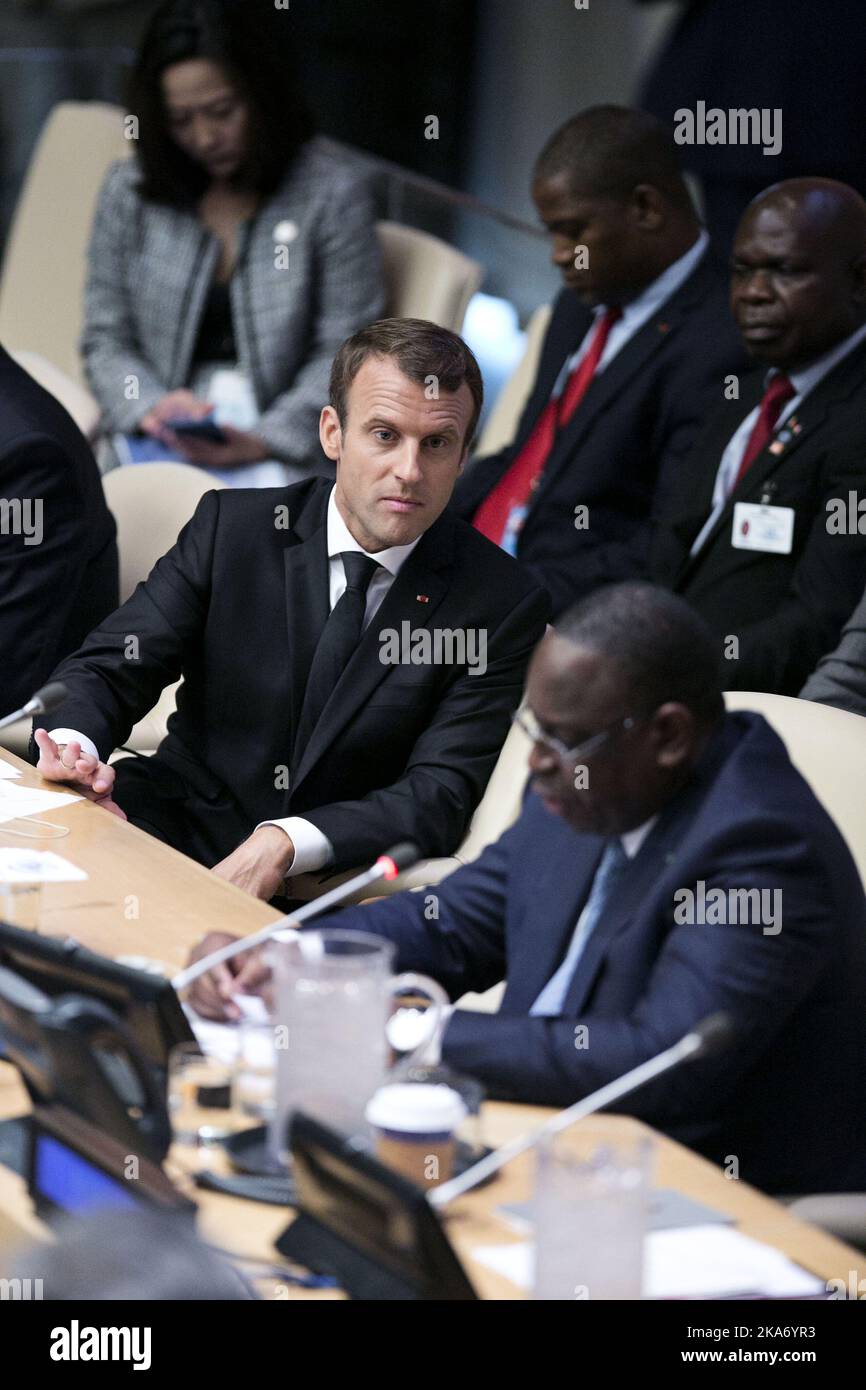 New York, USA 20170920. Financing the Future - Education for All. In the panel, among others, France's President Emmanuel Macron. Photo: Pontus Höök / NTB scanpi Stock Photo