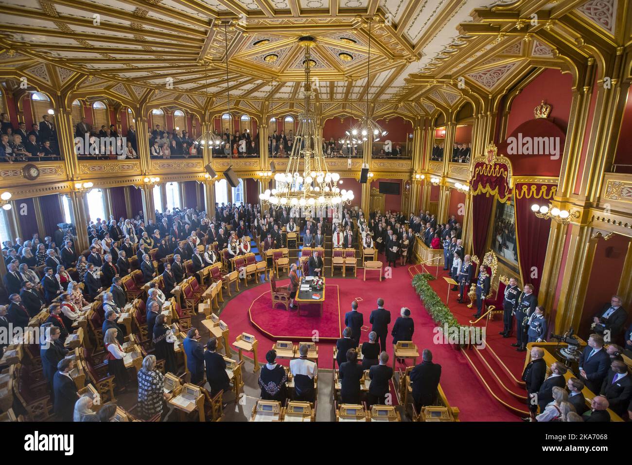 Oslo, Norway 20171009. King Harald reads Trontalen (The speach from the