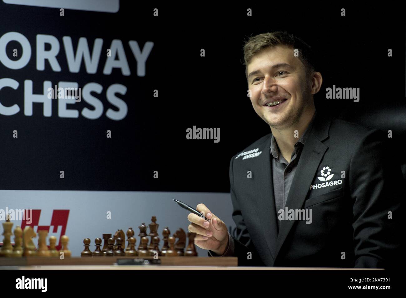 L to R) Bronze medalist Daniil Dubov of Russian , gold medalist Sergey  Karjakin of Russian and silver medalist Magnus Carlsen of Norway pose on  the podium at the medal ceremony for