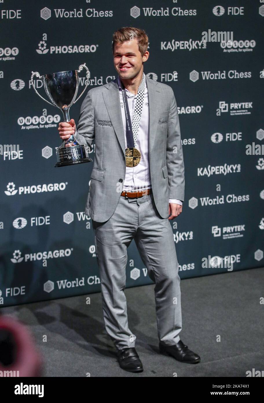 Magnus Carlsen, Norwegian chess Grandmaster and current World Champion and  number one, at the World Chess Championship in London Stock Photo - Alamy