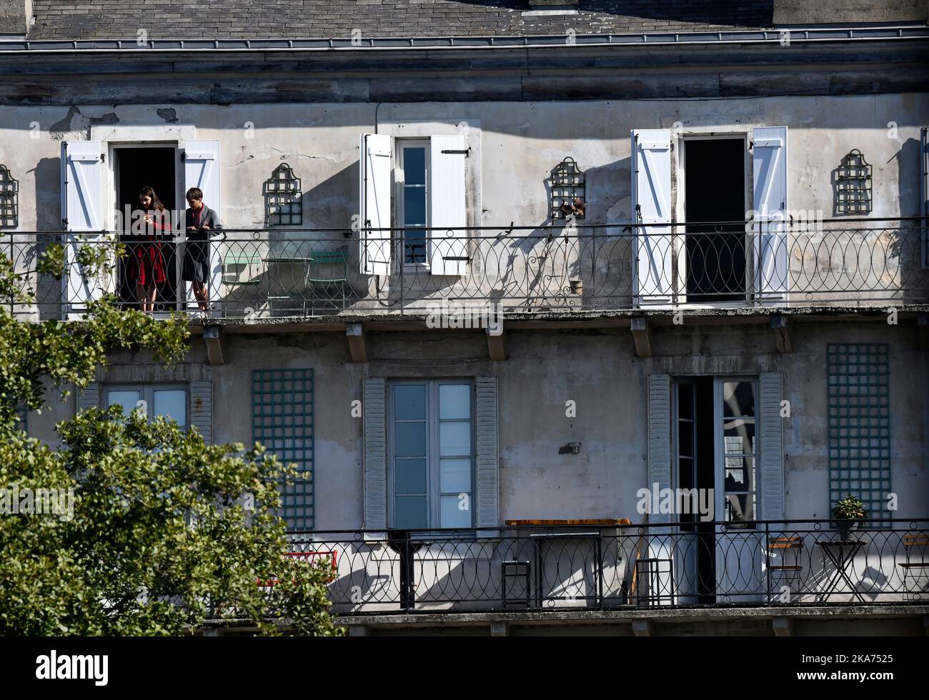 Old apartments with balconies in Pau, France Stock Photo Alamy