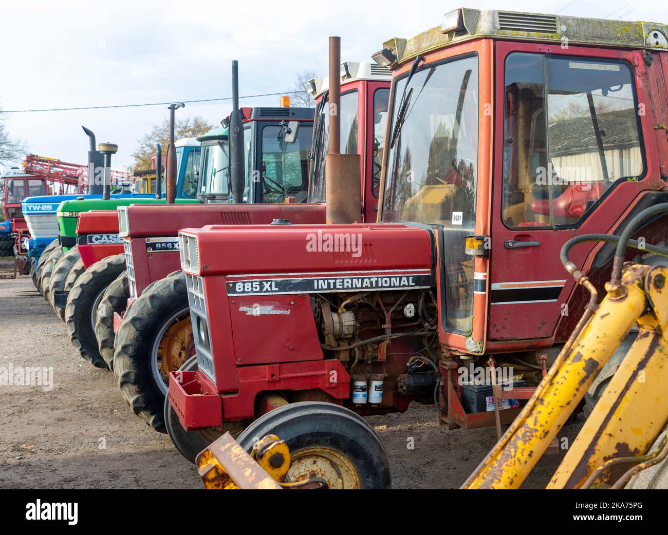 Tractors in farm machinery auction sale, Campsea Ashe, Suffolk, England, UK Stock Photo Alamy
