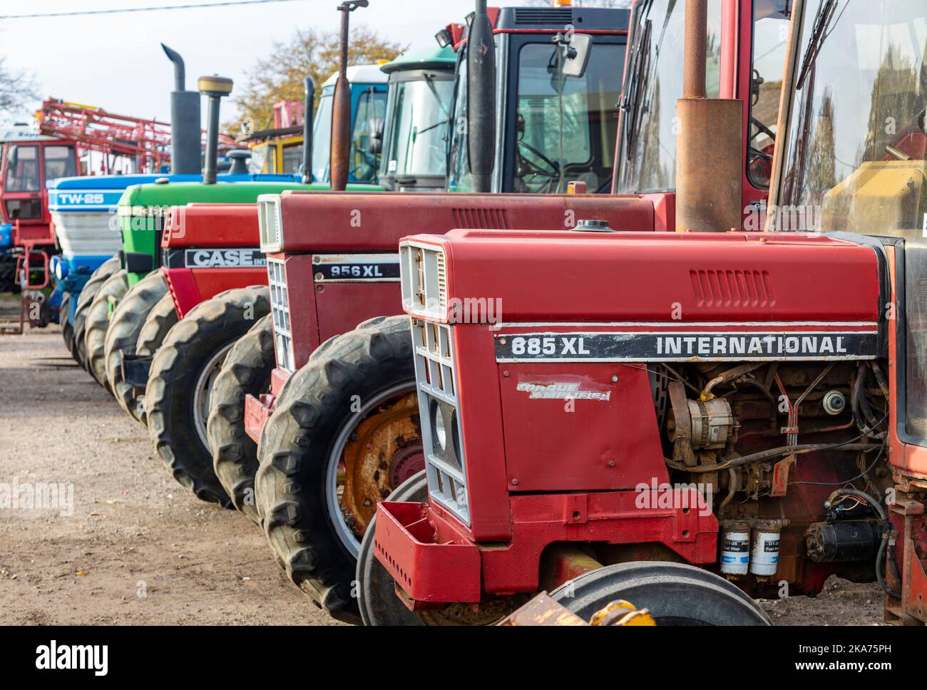 Tractors in farm machinery auction sale, Campsea Ashe, Suffolk, England, UK Stock Photo Alamy