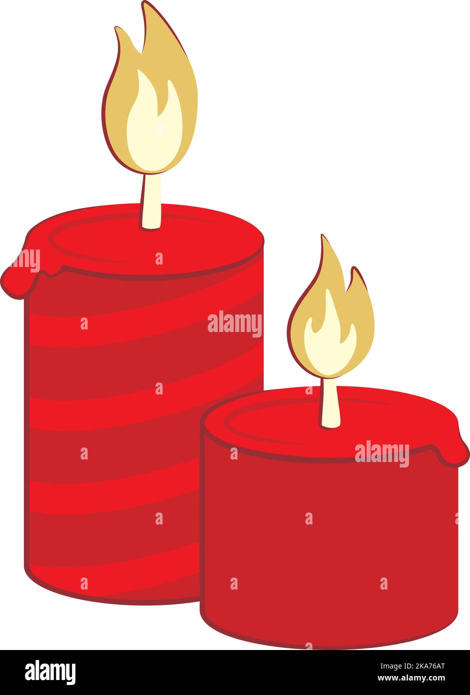 Vector illustration of two red Christmas candles Stock Vector Image