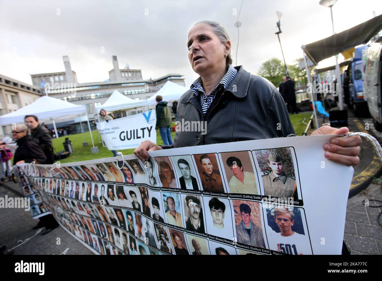 The Hague, Netherlands, VG: The trial of war-criminals Ratko Mladic starts in the ICTY in The Hague. Many victims and relatives have traveled to the Netherlands to follow the trial. Hatidza Mehmedovic (60) lost both her husband and her two sons in the Srebrenica massacre. Now she is in The Hague to see the war criminals attacked Ratko Mladic in the eyes. Photo: HANS CHR. HANSSON / VG Stock Photo