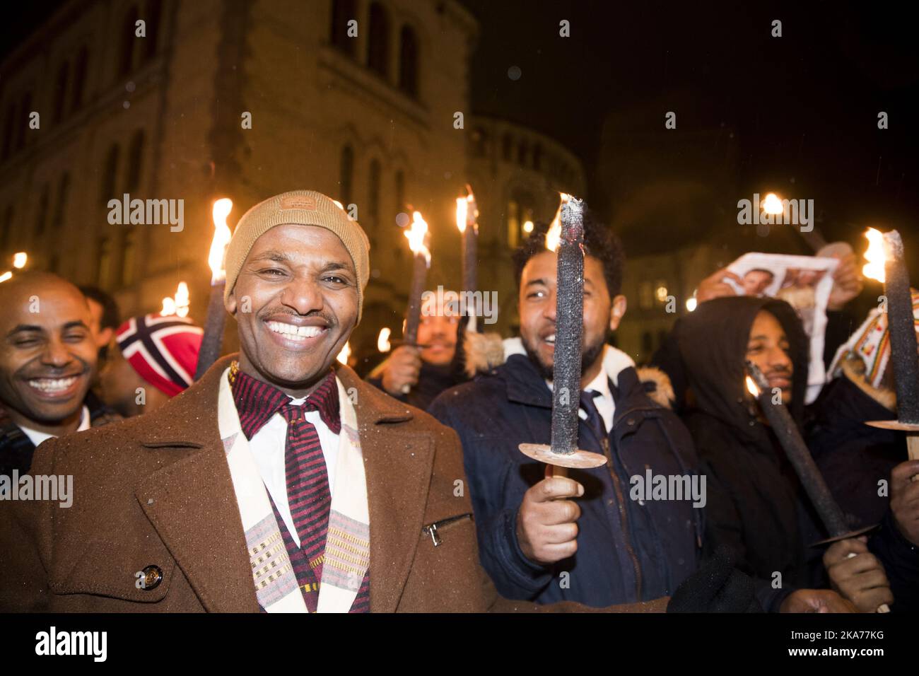 OSLO , Norway 20191210. Torch light parade in honour of the Nobel