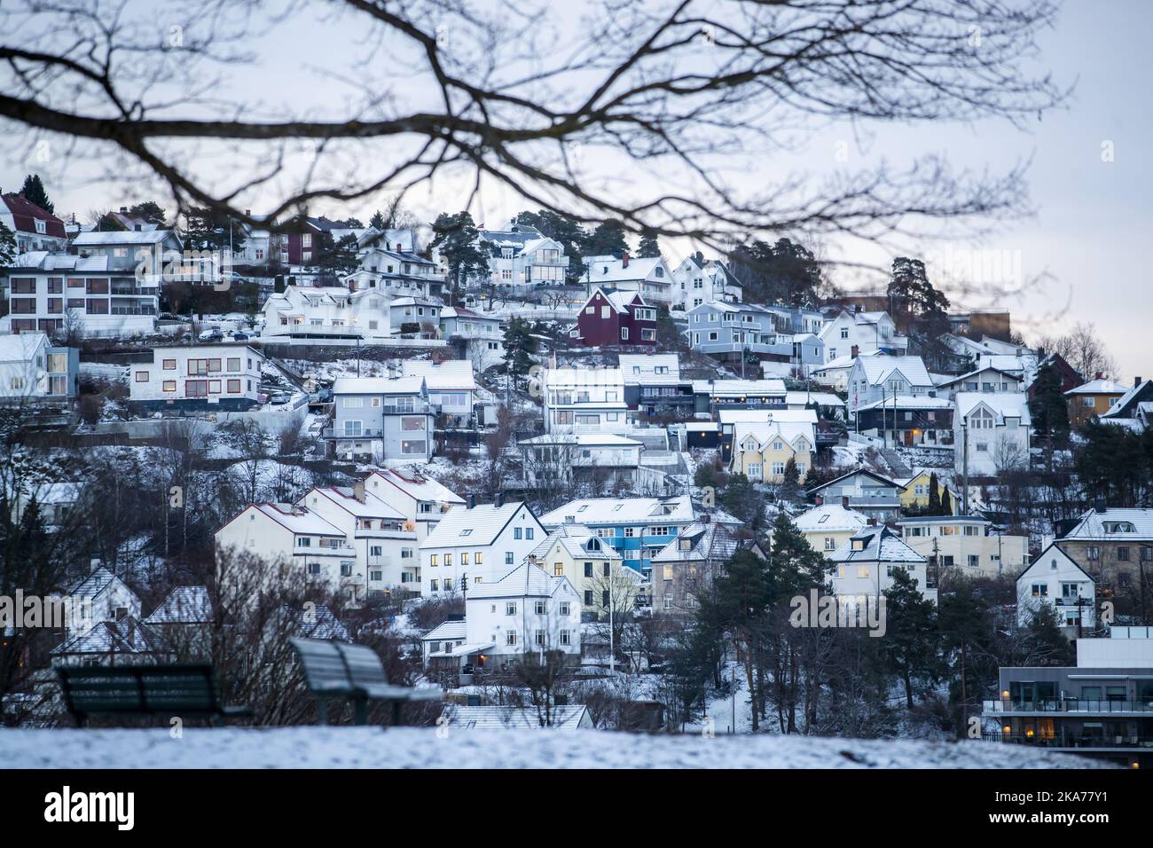 Oslo, Norway 20200205. Houses in Oslo during the winter. Photo HÃ¥kon