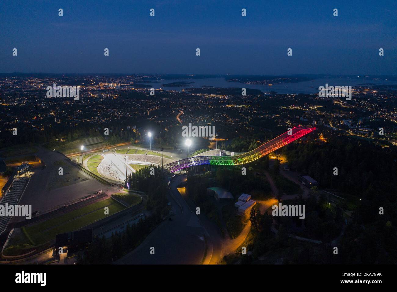 Oslo, Norway 20200619. The tower in Holmenkollbakken ski jumping hill