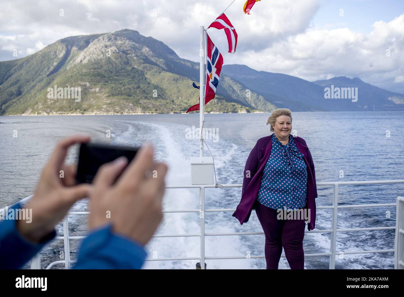 Oslo 20210819. Prime Minister Erna Solberg (Conservative Party) during her election campaign tour before the 2021 parliamentary elections. Foto: Javad Parsa / NTB  Stock Photo