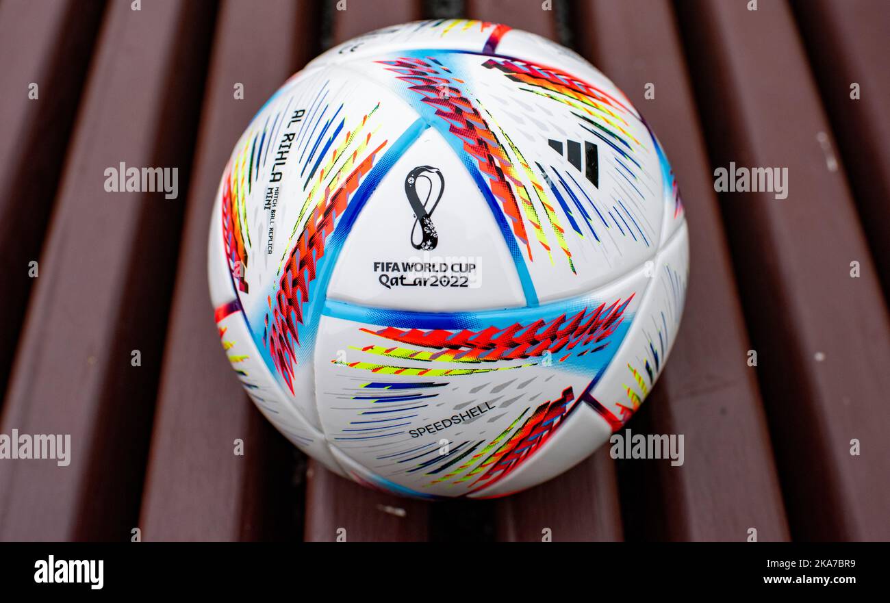 Adidas 2022 world cup al rihla official match ball hi-res stock