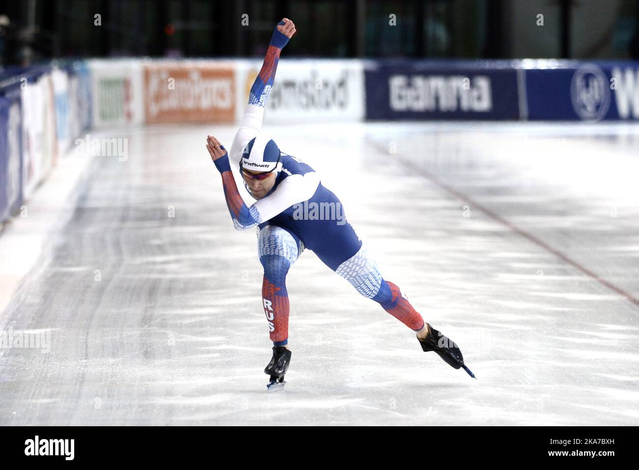 Stavanger 20211121. Angelina Golikova (RUS) in action in 500m for women during world cup skating at Soermarka Arena in Stavanger. Photo: CARINA JOHANSEN / NTB  Stock Photo