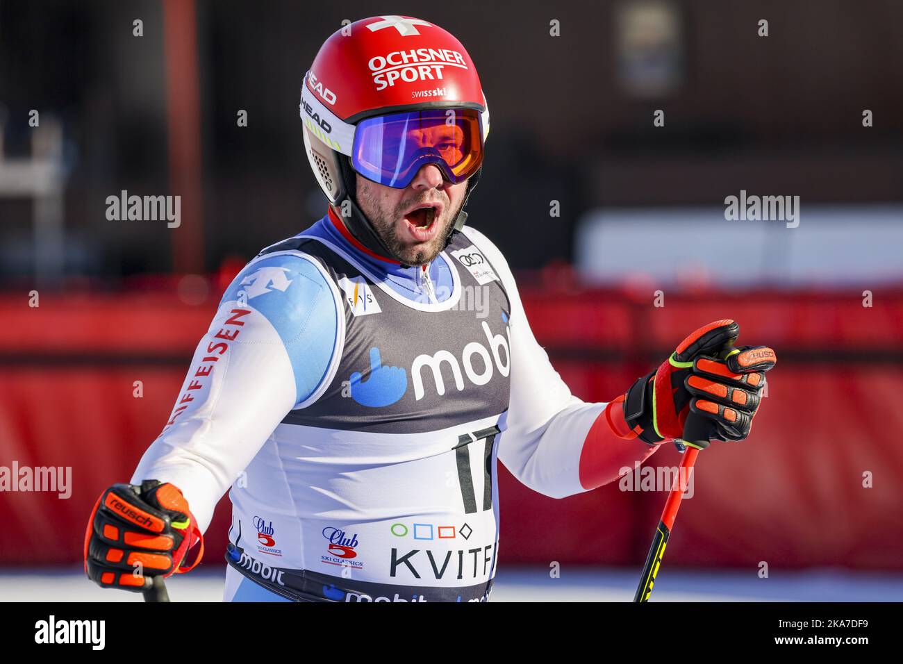 Kvitfjell 20220302. Beat Feuz from Switzerland during downhill training