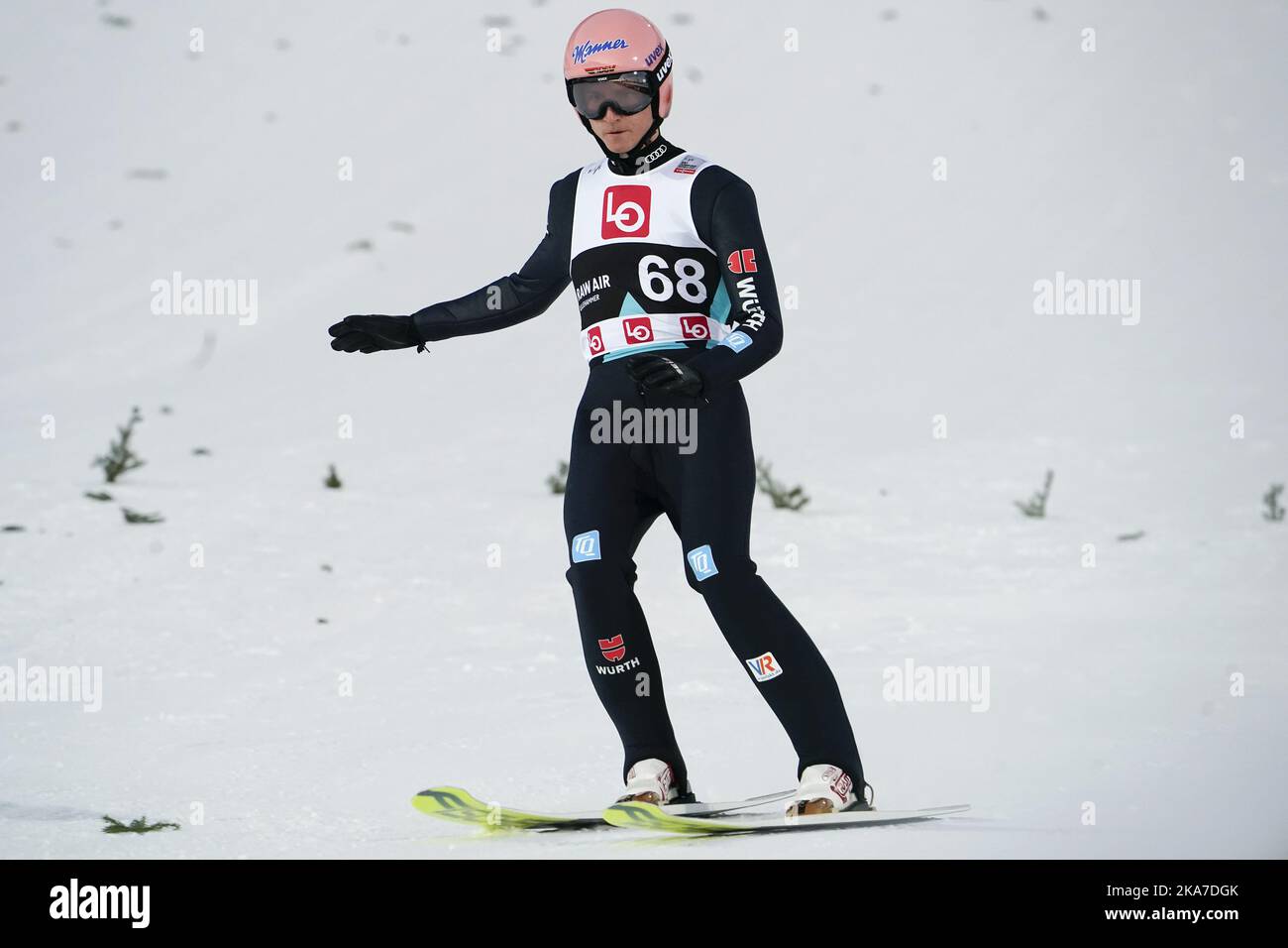 Lillehammer 20220302. German Karl Geiger in qualifying for Thursday's race in Raw Air in Lillehammer. Photo: Terje Bendiksby / NTB  Stock Photo