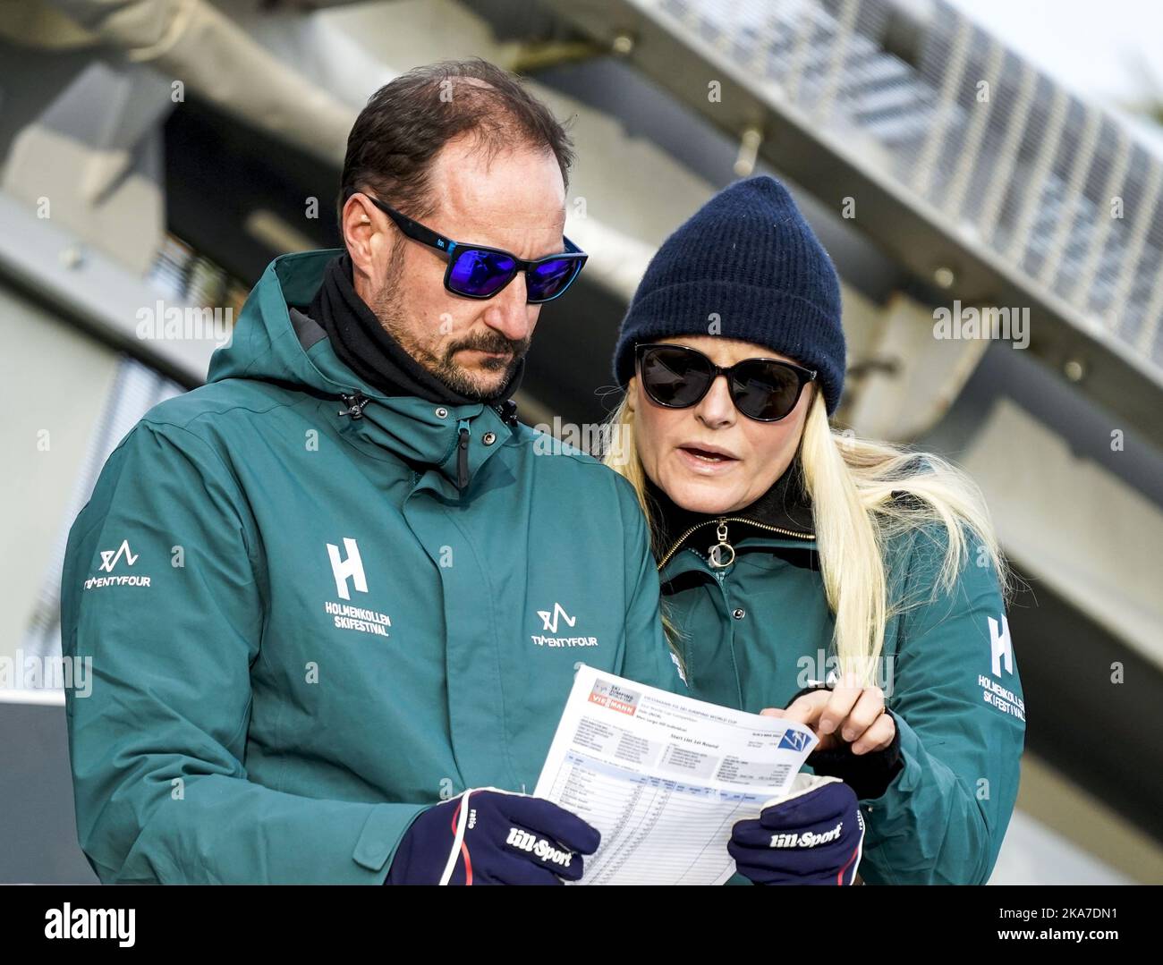 Oslo 20220306. Crown Prince Haakon, Crown Princess Mette-Marit during Holmenkollen ski festival 2022. Photo: Lise Ã…serud / NTB  Stock Photo