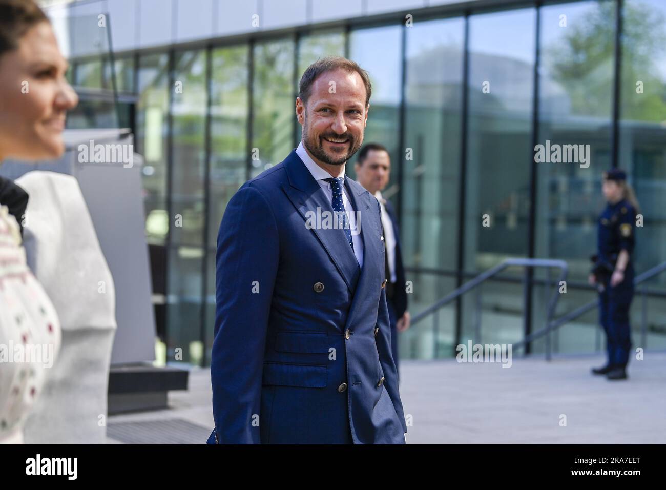Stockholm, Sweden 20220502. Crown Prince Haakon at Karolinska Institutet in Solna. The Norwegian Crown Prince and Crown Princess will visit Sweden for three days. Photo: Annika Byrde / NTB  Stock Photo