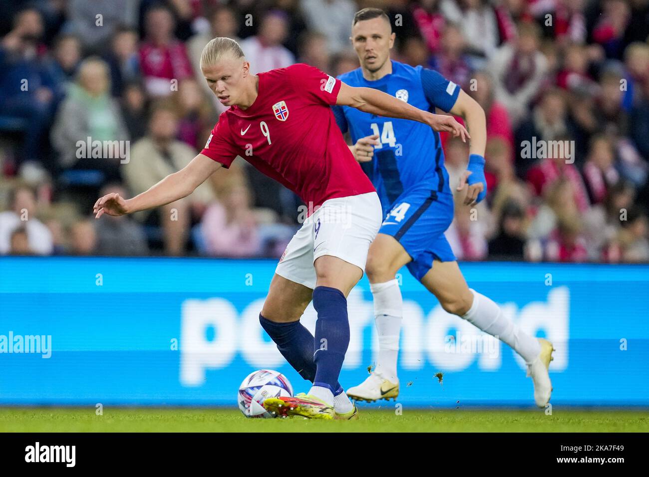 Oslo, Norway. 09th June, 2022. Erling Haaland (9) of Norway seen after the  UEFA Nations League match between Norway and Slovenia at Ullevaal Stadion  in Oslo. (Photo Credit: Gonzales Photo/Alamy Live News