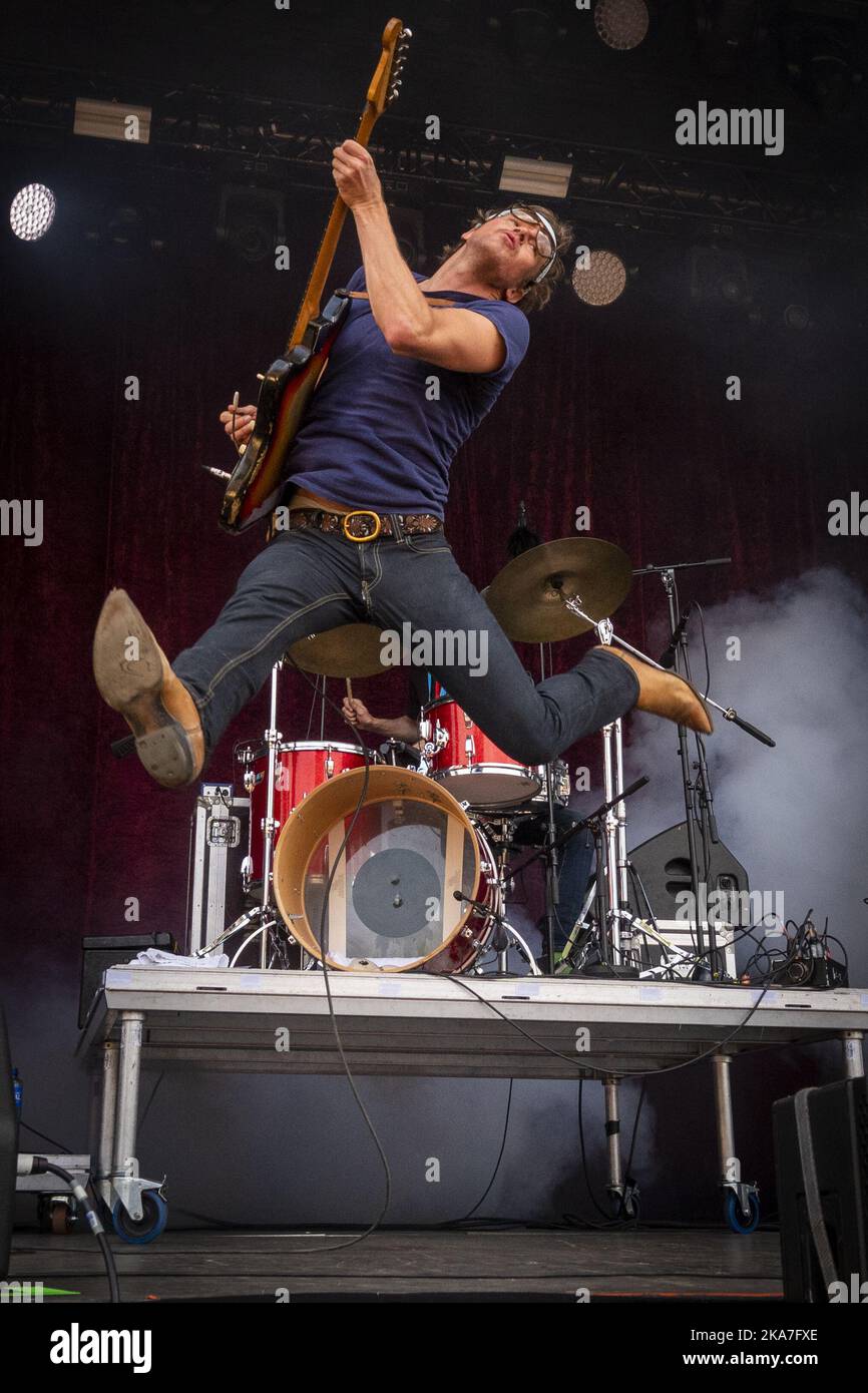 Gjoevik 20220625. The artist Oeystein Greni in BigBang rocked at the Fredvika Festival in Gjoevik on Saturday. Photo: Heiko Junge / NTB  Stock Photo