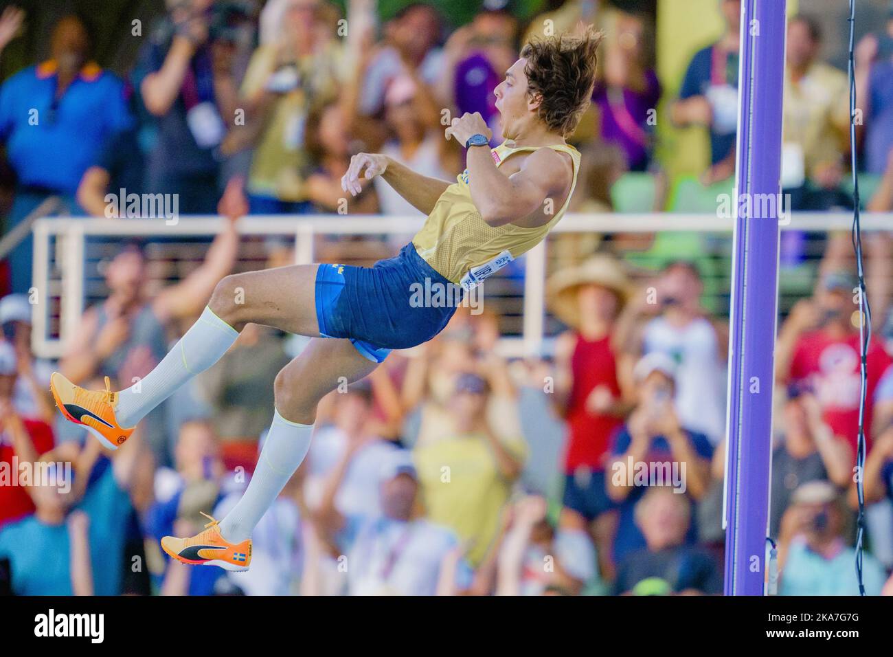 Eugene, Oregon, USA 20220724. Armand Duplantis jumped to gold and a new