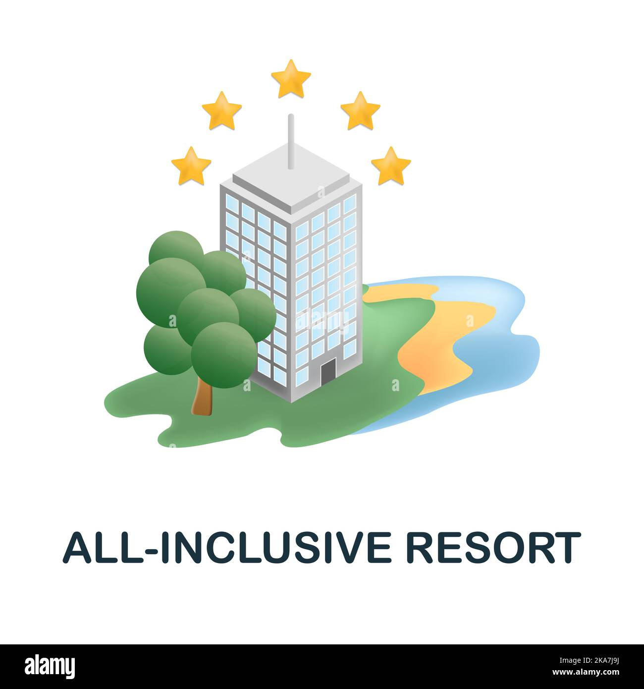 All-Inclusive Resort icon. 3d illustration from resorts collection. Creative All-Inclusive Resort 3d icon for web design, templates, infographics and Stock Vector