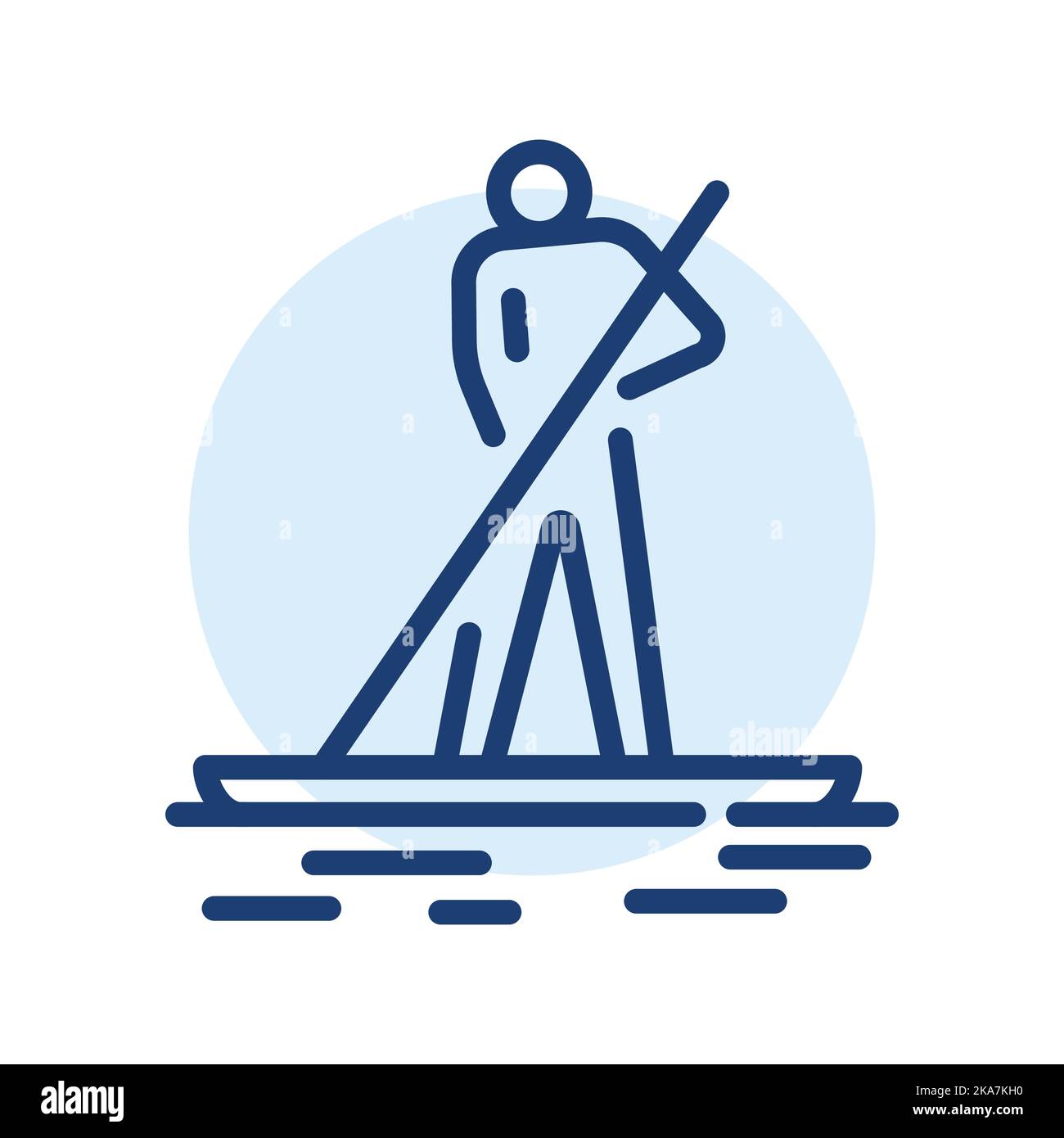 Paddleboarding black line icon. Water activity. Stock Vector