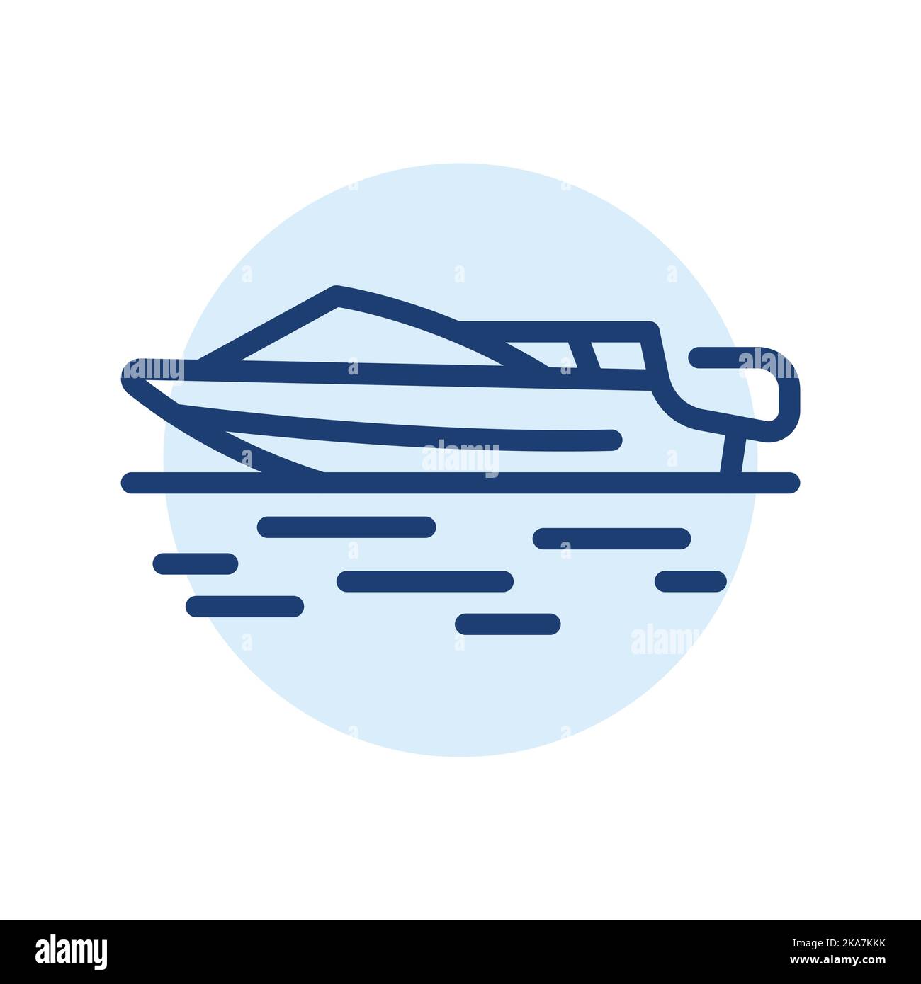 Motorboat black line icon. Water activity. Stock Vector