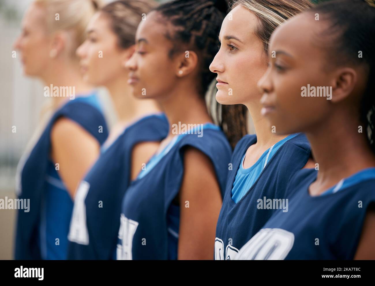 Sports, Netball and team of women with motivation, focus and strong ...