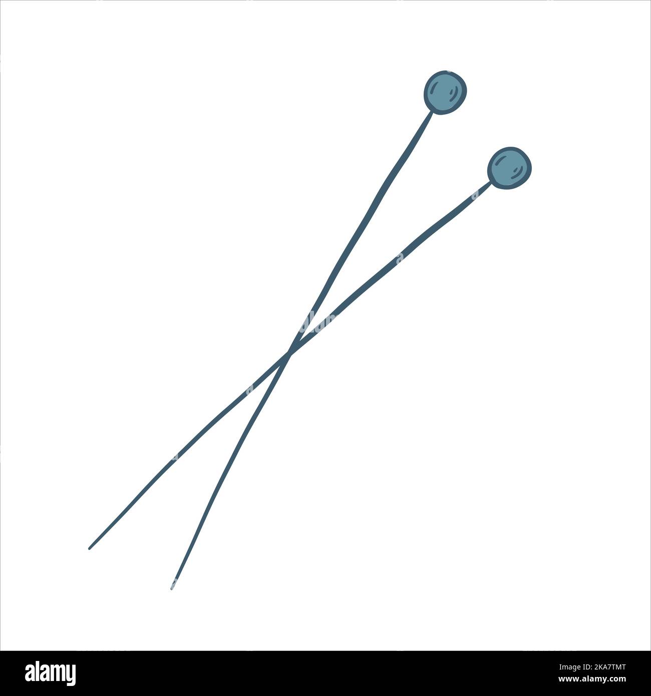 Vector illustration in doodle style. Knitting needles Stock Vector