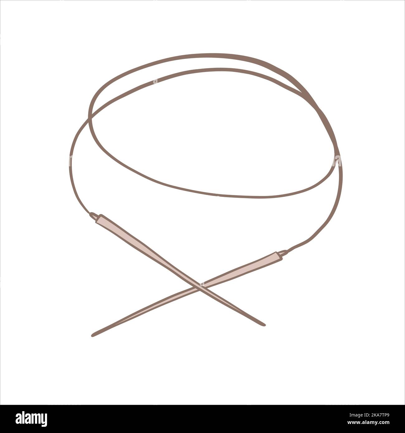 Vector illustration in doodle style. Knitting circular needles Stock Vector