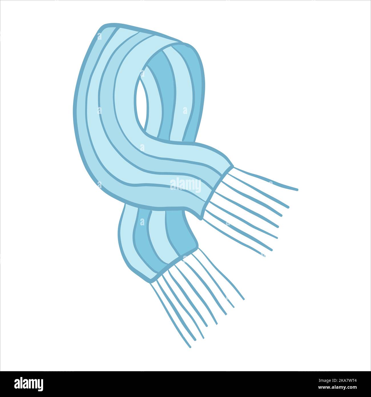 Color vector illustration. Warm knitted winter scarf with stripes and fringes Stock Vector