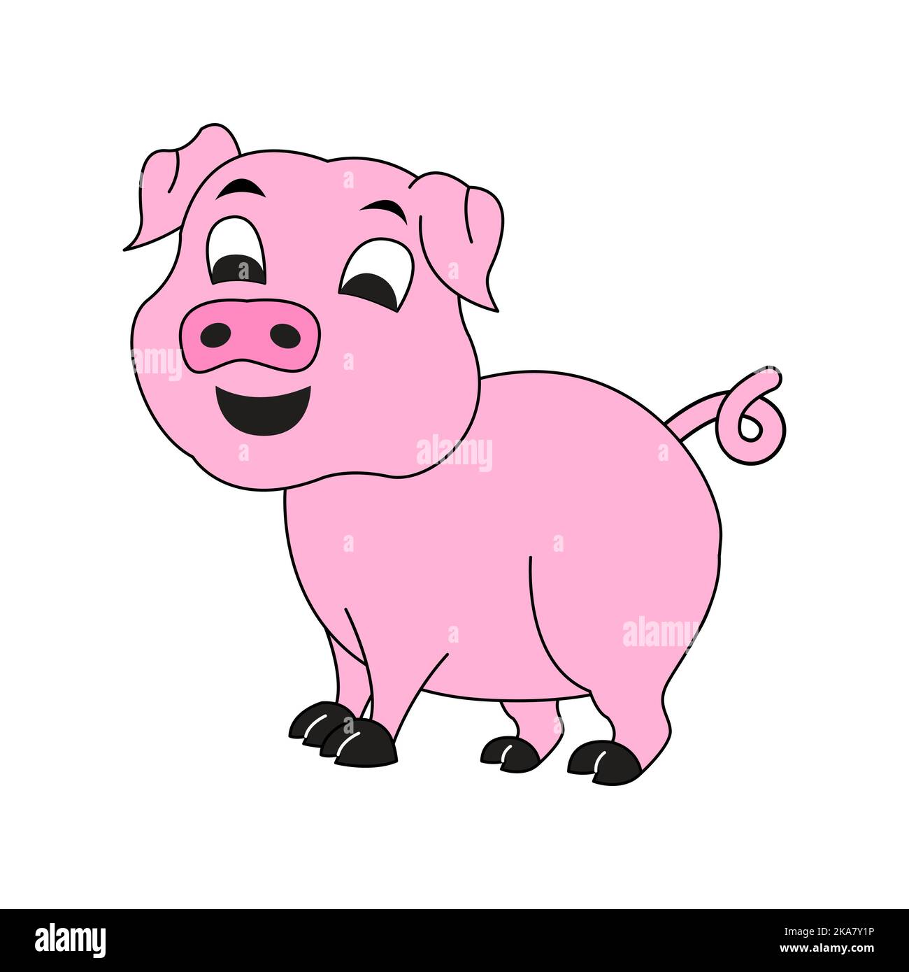 cute animal of pig on cartoon version,vector illustration Stock Vector