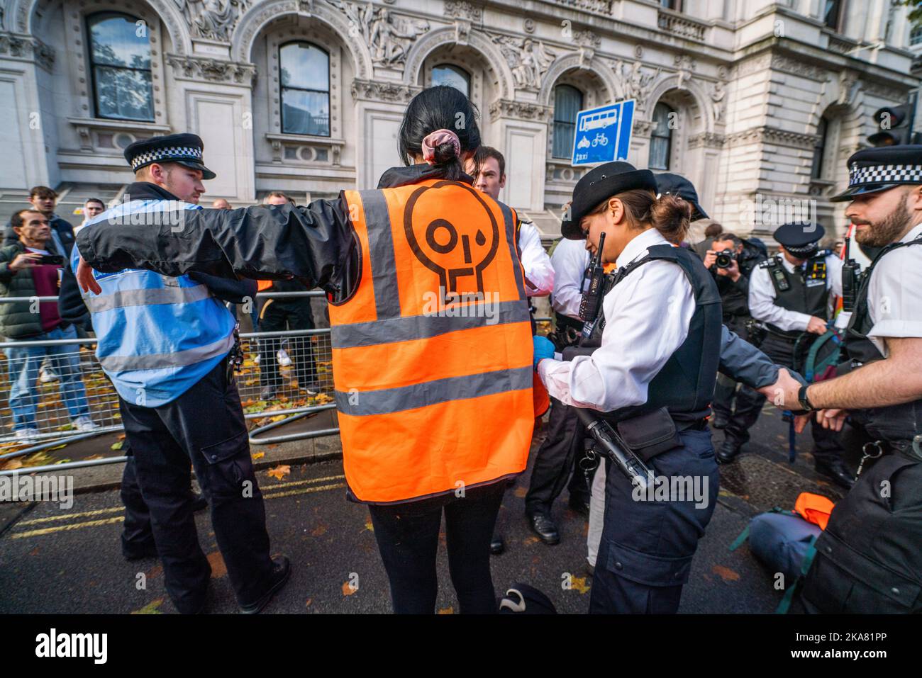 London UK. 1 November 2022. Police make arrests after protesters from