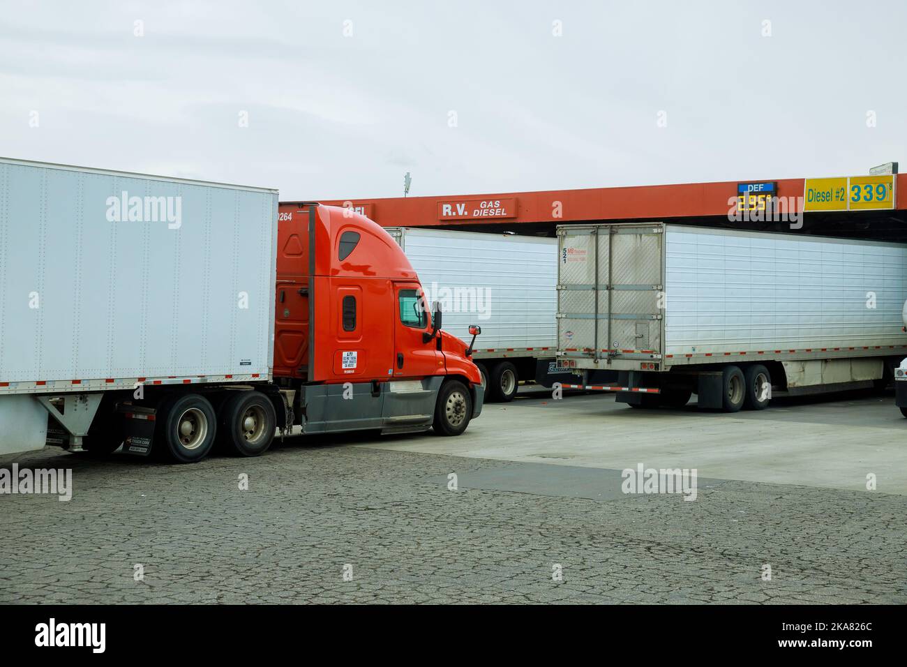 21 OCTOBER 2022 Yuma AZ US Gas station for refueling vehicles, trucks and tanks with fuel, gasoline and diesel near highway on USA Stock Photo