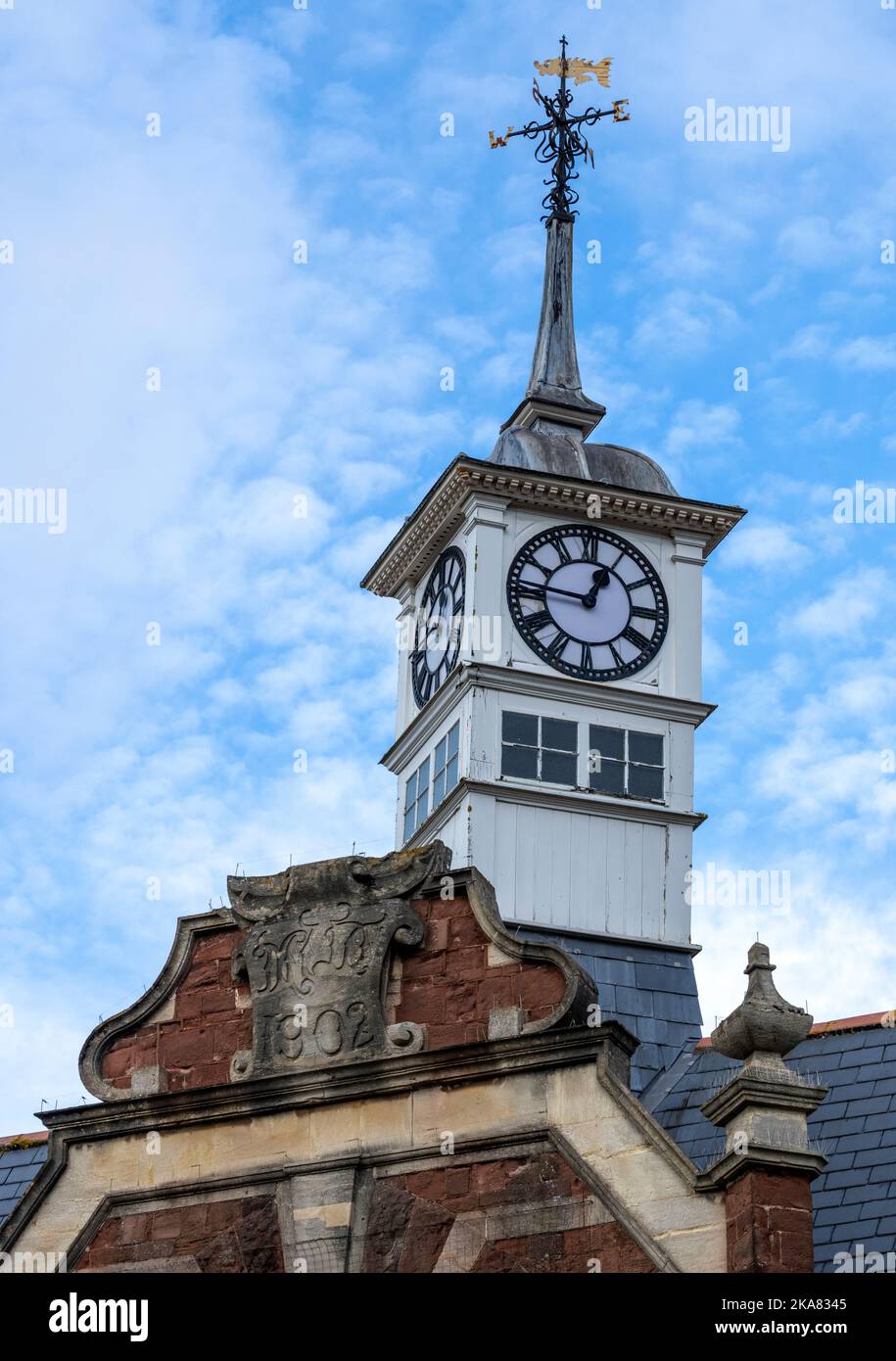 Clock Tower on the Town Hall, Minehead, Somerset, England, UK Stock Photo