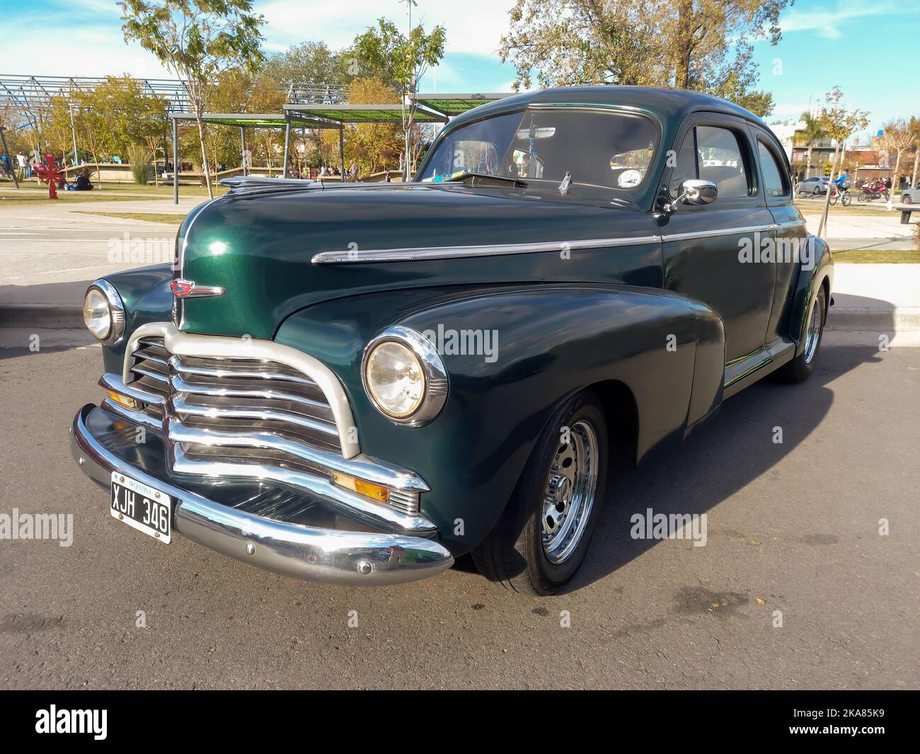 old dark green Chevrolet Chevy Stylemaster 1946 two door coupe by