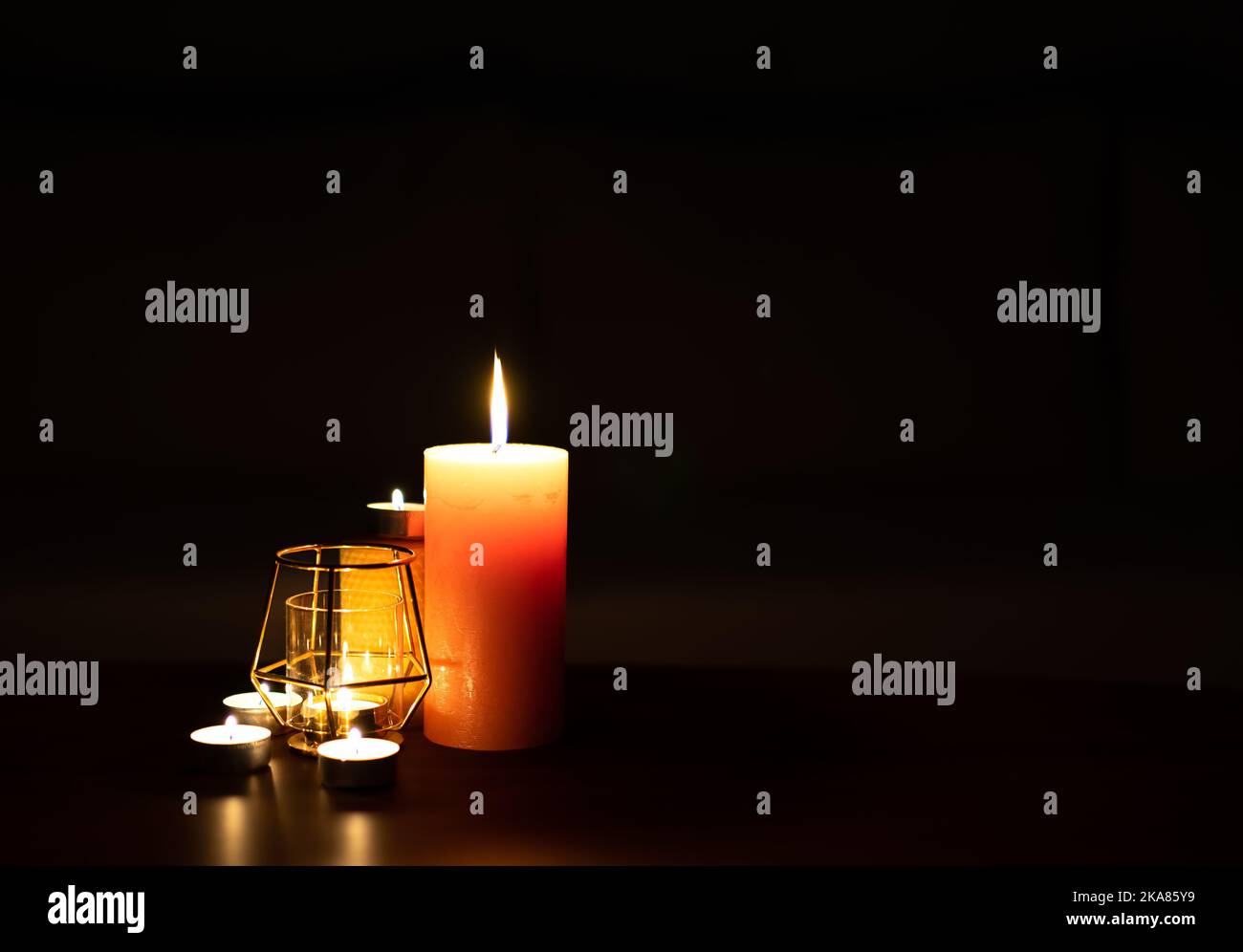 Burning candle in the dark, Lit Candles Stock Photo Alamy
