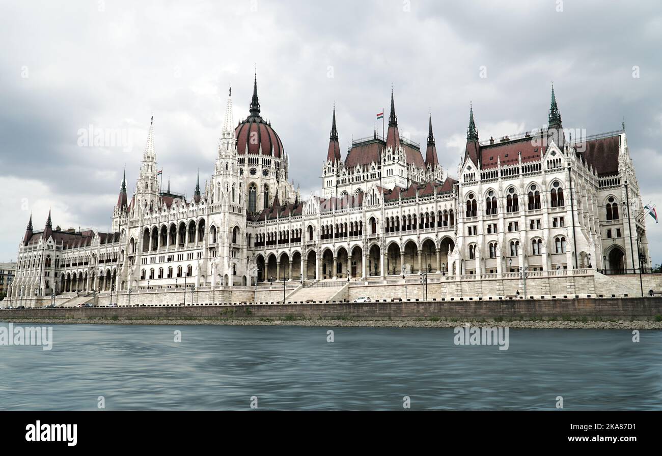 The Hungarian Parliament Building, a notable landmark and touristic destination in neo-gothic style Stock Photo